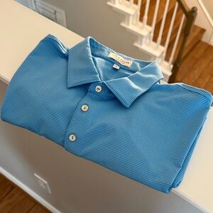 Peter Millar Men's Striped Sky Blue Polo